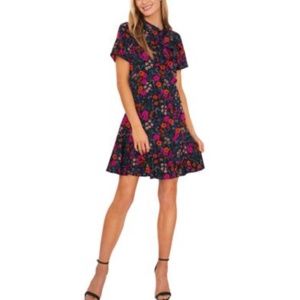 Women's Floral-Print Tie-Neck A-Line Dress